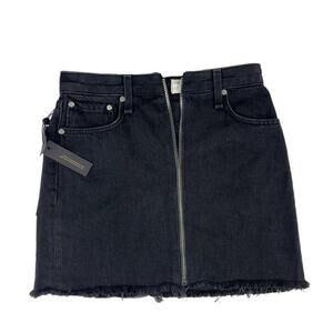 rag & bone Jean Skirt Womens Size 23 Black Cotton Zipper Front - BUTTON MISSING
